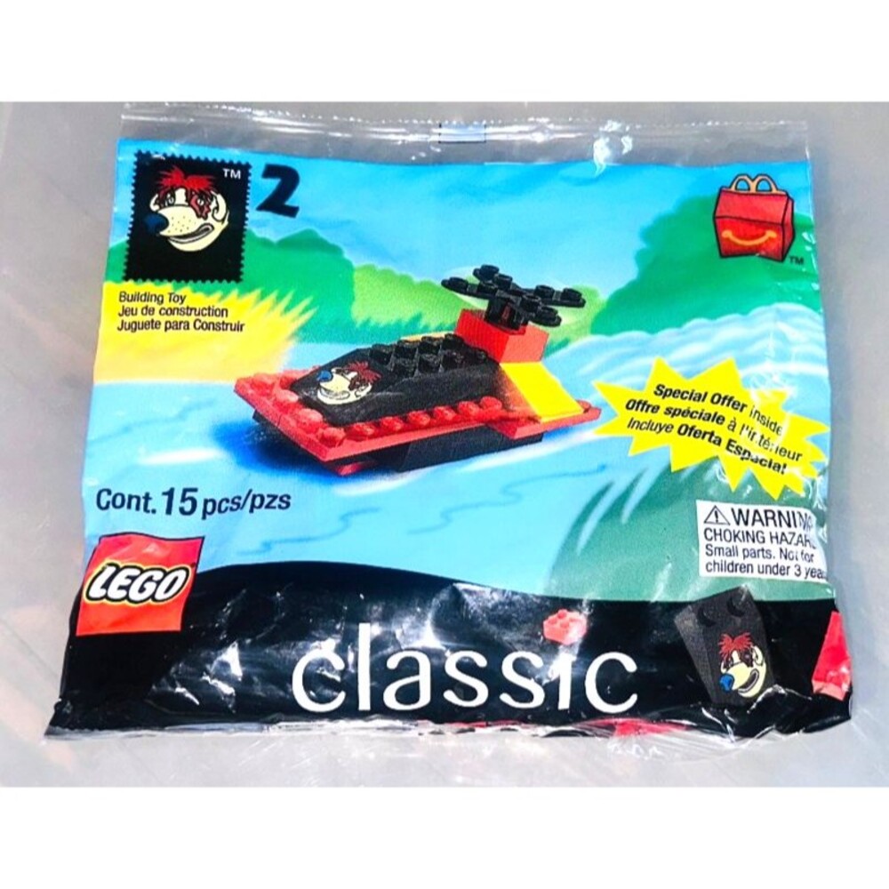 1999 Classic Lego Bag Set #2 Ronald McDonald Happy Meal Boat Plane 15 Pcs Sealed